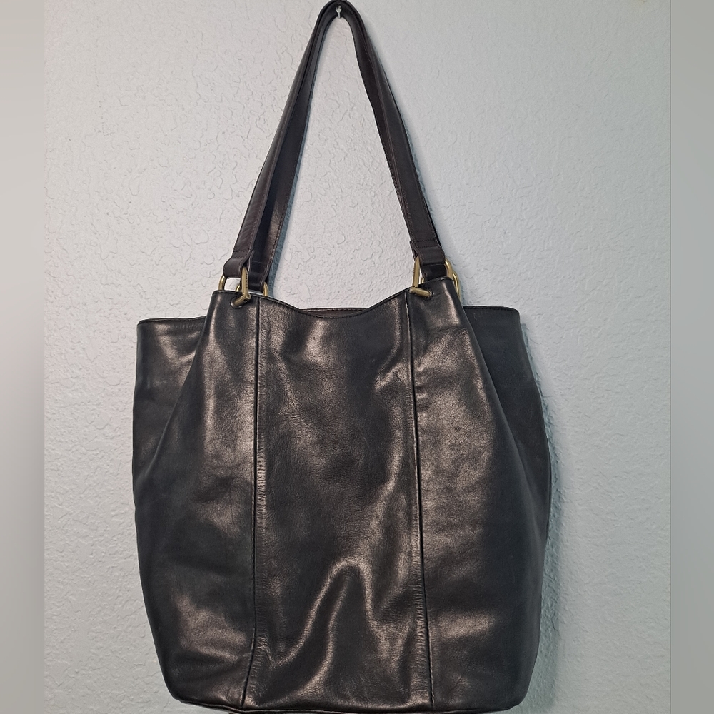 Tignanello Genuine Leather Shoulder Bag Black and Brown